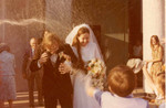 October 1976: After wedding mass comes the rice