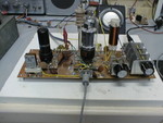 9/97: Close-up of the 6DQ5 lashup. The black metal tube is a 6AG7 in a pierce oscillator.