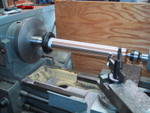 1/2001: Turning a new 1.75" bronze declination shaft for the 10" scope on my lathe.