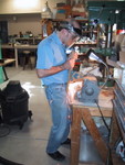 5/2001: Grinding the tang of the equatorial head I built from scrap iron at Lane Tech in 1968.