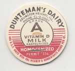 Lenard Barney Dunteman established a dairy in Arlington Heights, Illinois (northwest of Chicago) in 1932, and operated it until 1958. This is the cap the dairy used on their bottles of whole milk in the mid-1950s.