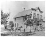1897: Orchard Place post office and general store. Frank W. and Martha Winkelmann Duntemann are by the lamp post. Harry G. and Elvin F. Duntemann are the smal boys in the horse cart. Herman Duntemann is the man to the right of the horse cart. Today, this location would be just north of Higgins Road and just east of Mannheim Road in what is now Des Plaines, Illnois. The site of the building is now under the Northwest Toll Road.